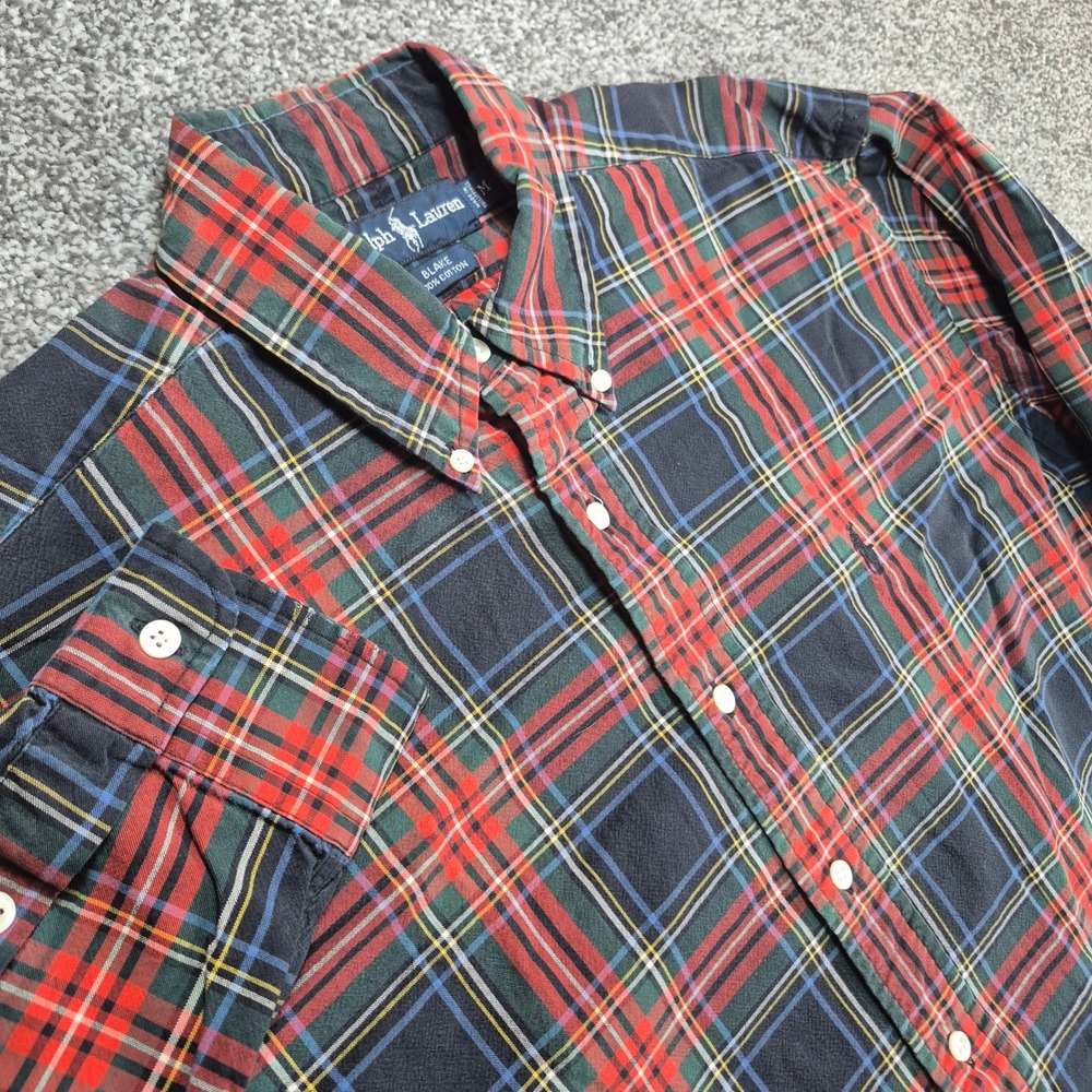Ralph Lauren Button Down Shirt Mens Medium‎ Multicolor Plaid Blake Cotton